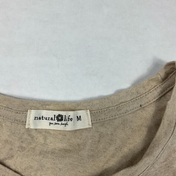 Natural Life Linen T-Shirt Heathered Beige Earthy Short Sleeve Breathable Tee M - Picture 4 of 10